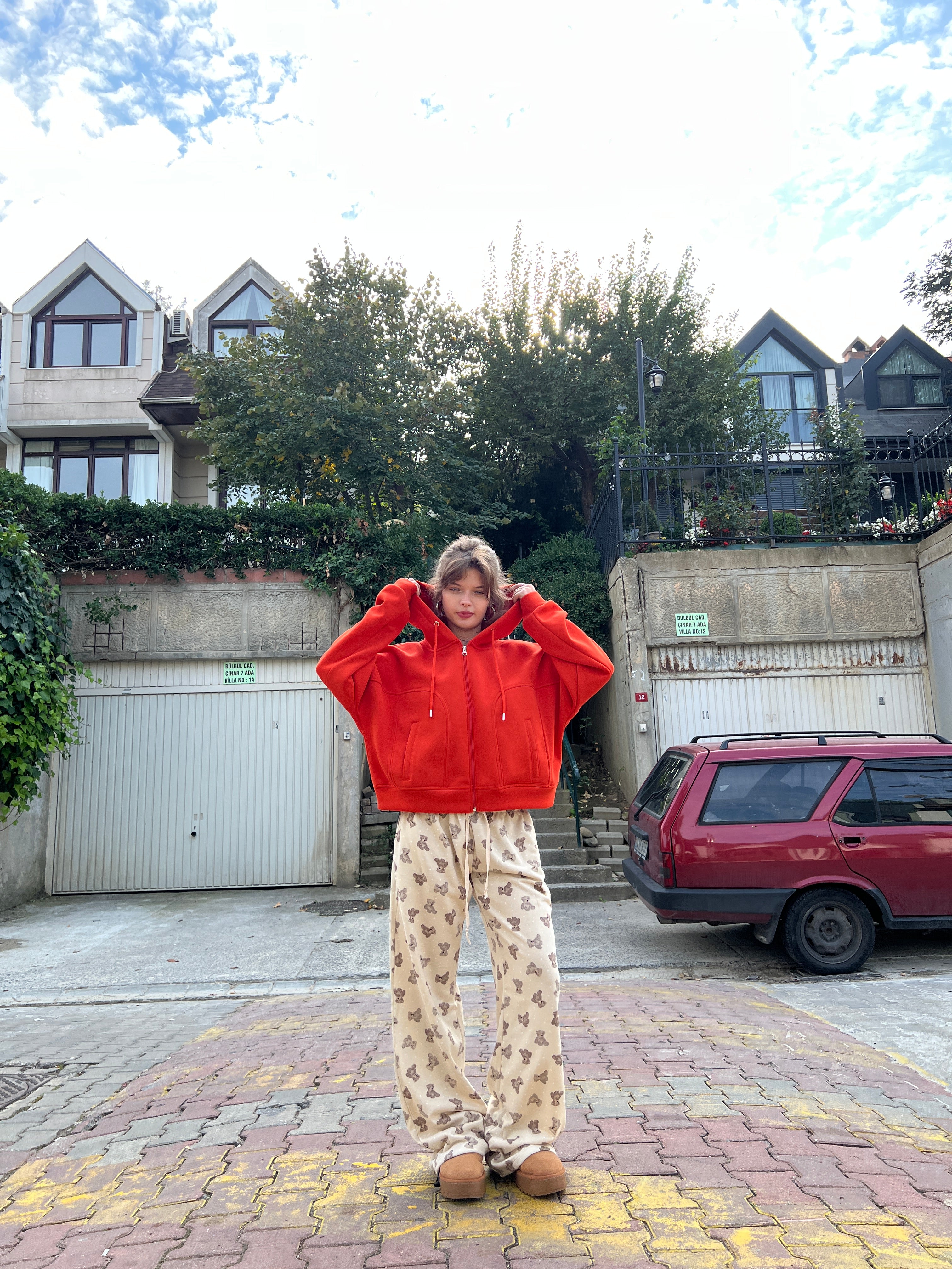 Turuncu Şardonlu Hoodie