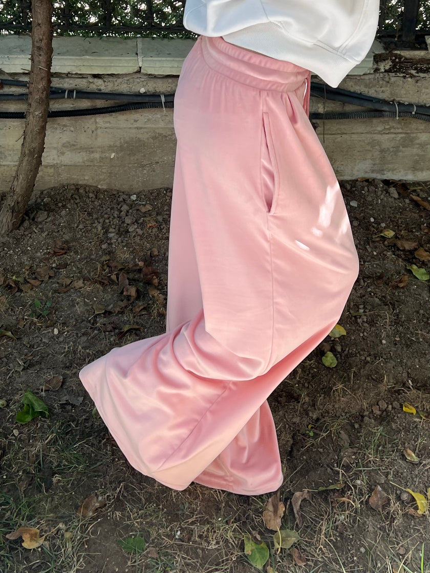 Kadife Pileli Eşoftolon (pembe)