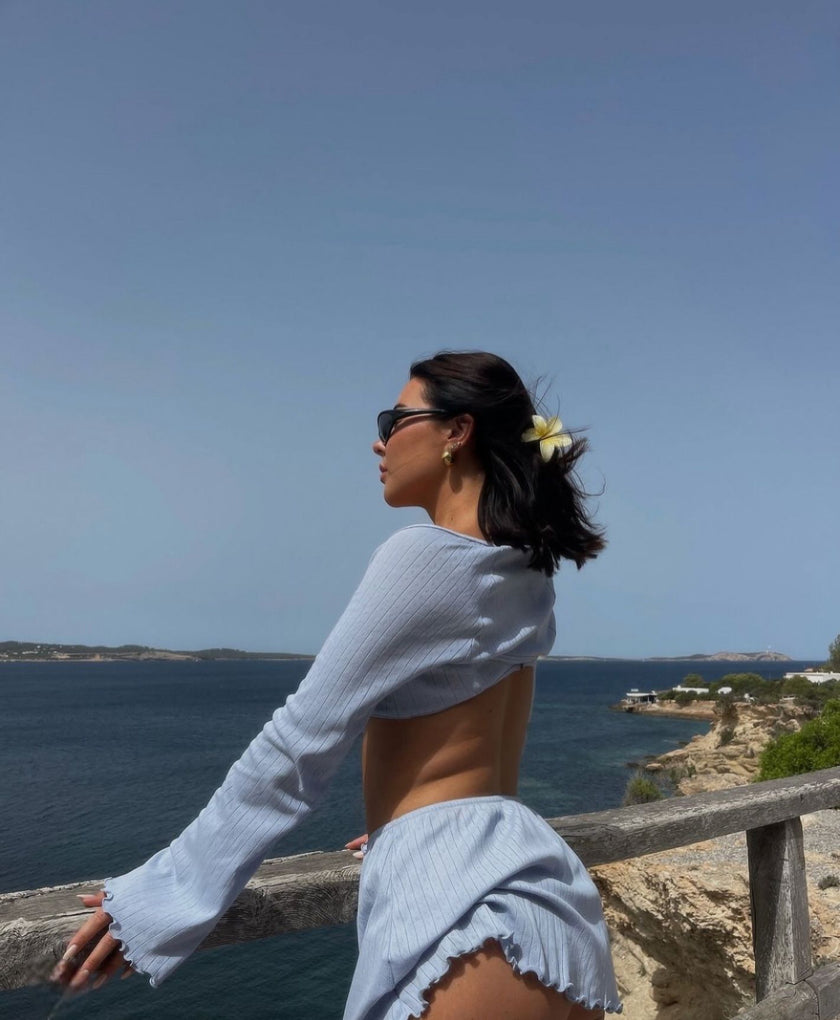Baby blue uzun kollu Bolero