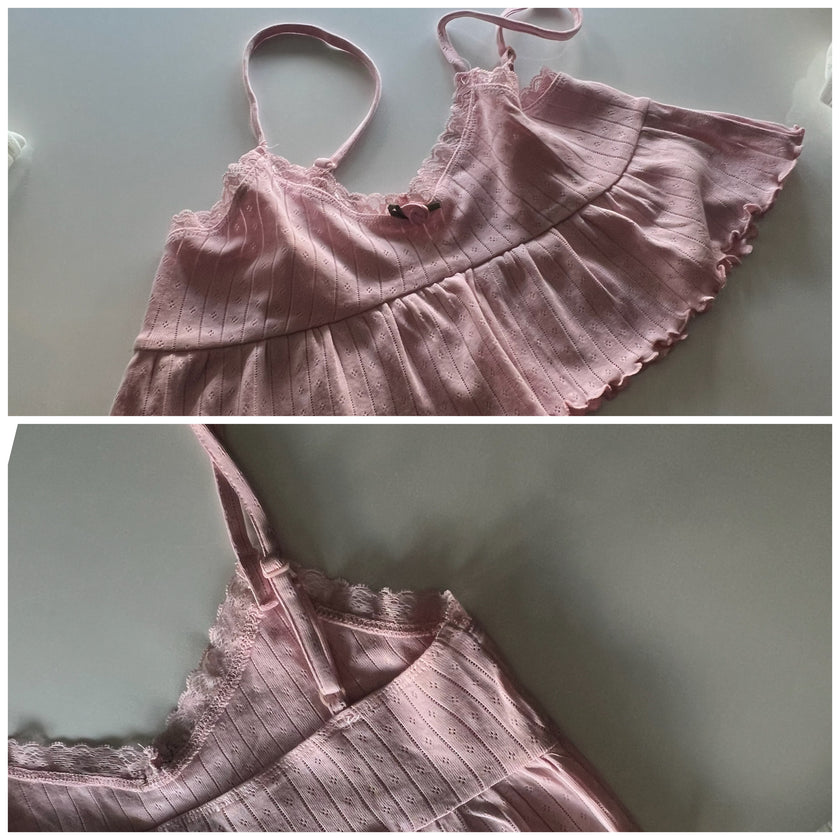 Fırfırlı pink top