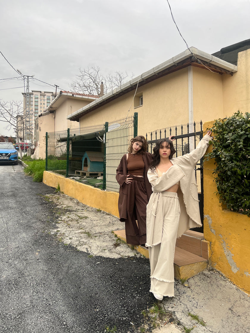 Saçaklı Kimono Pantolon Takım