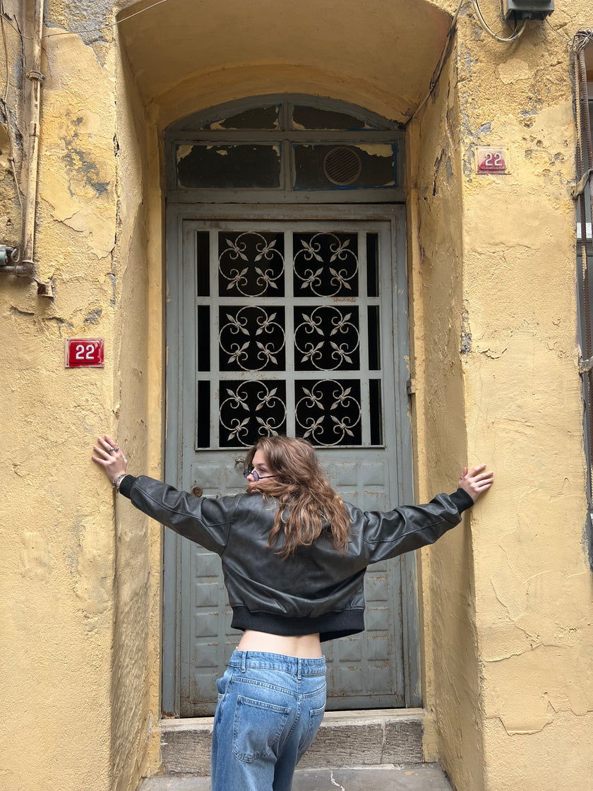 Vintage Deri Bomber Ceket ( gir)