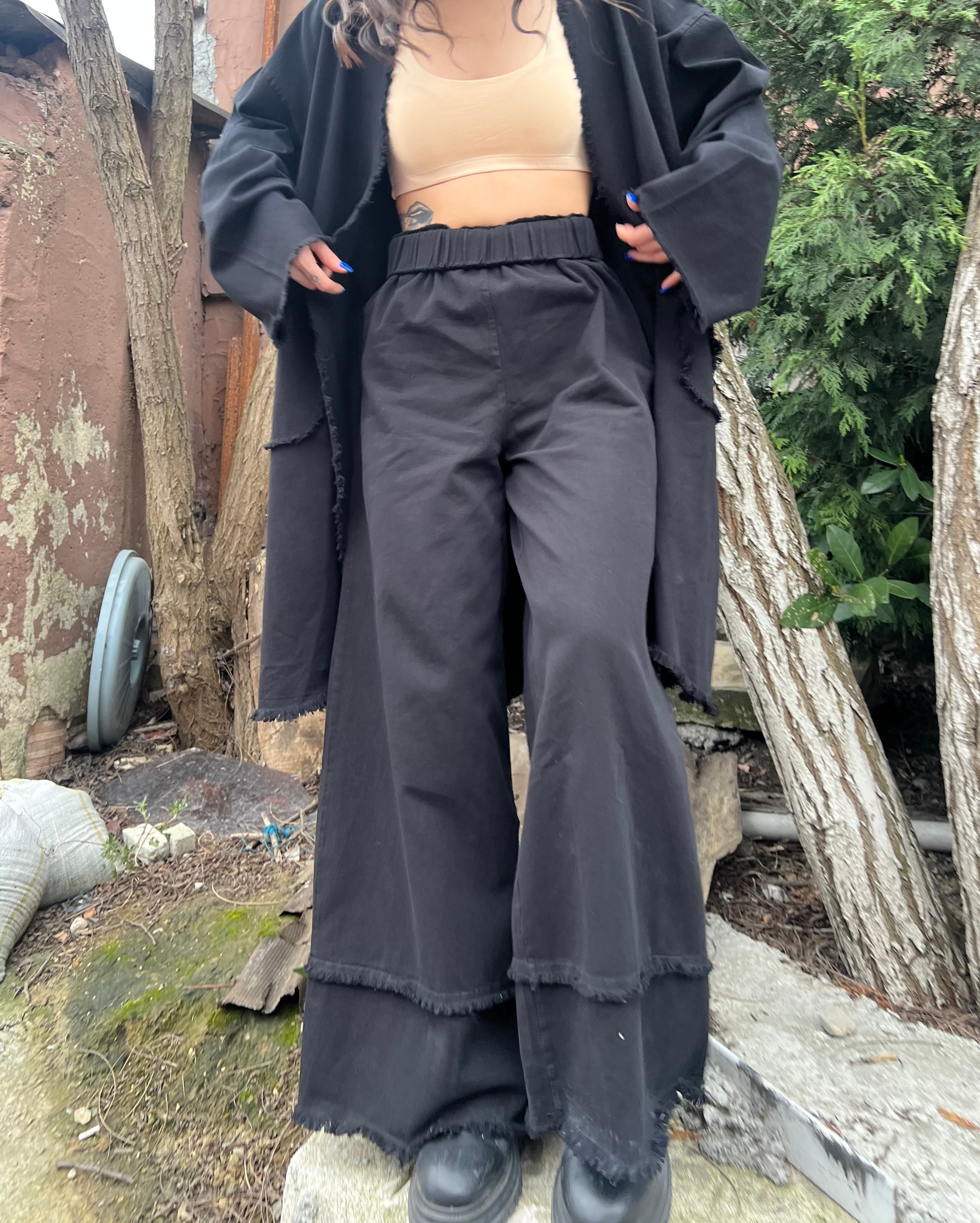 Saçaklı Kimono Pantolon Takım