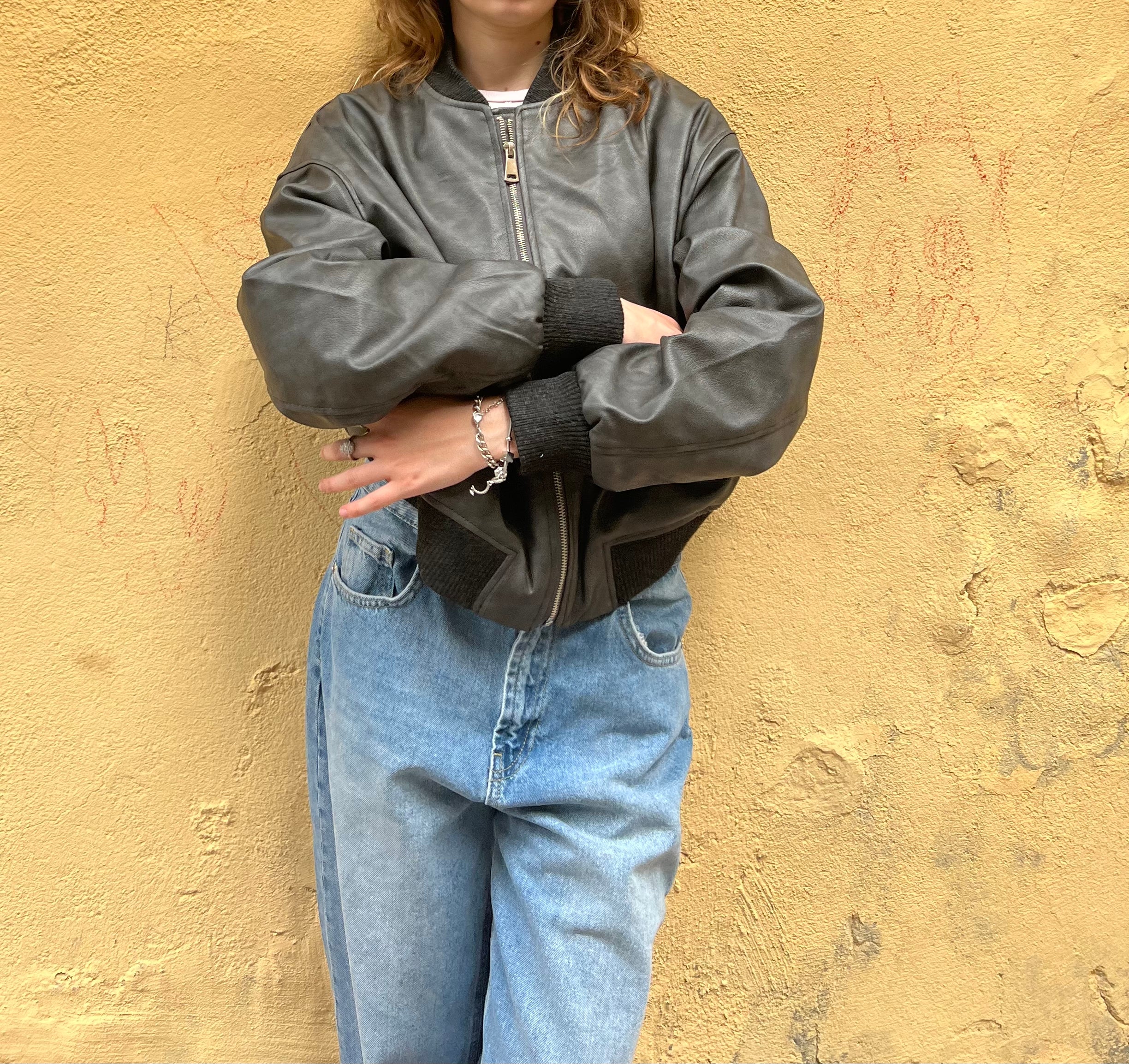 Vintage Deri Bomber Ceket ( gir)