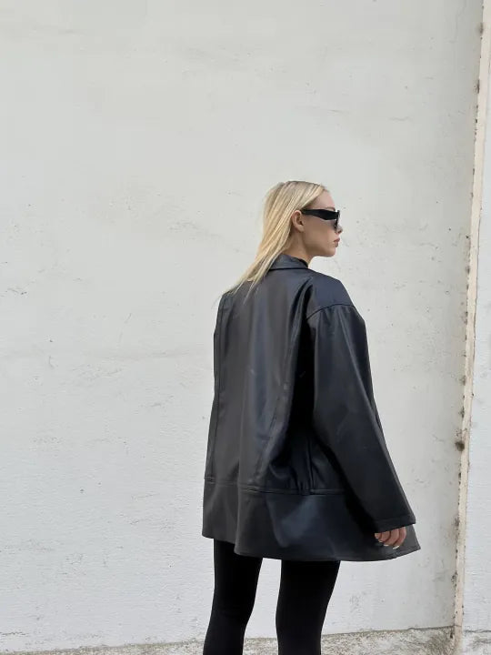 Deri Blazer Ceket (siyah)