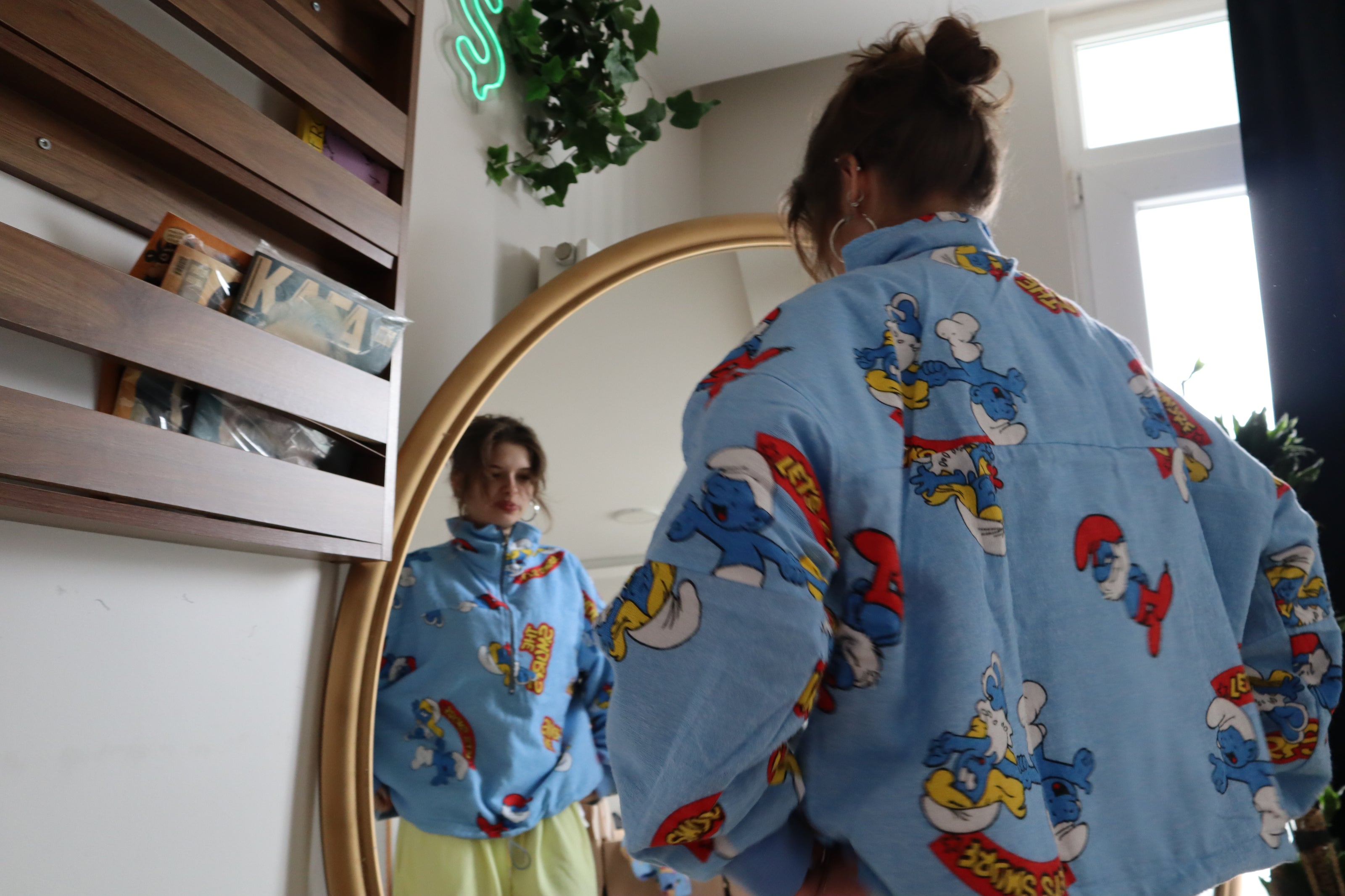 Çift Taraflı Şirinler Hoodie(mavi)