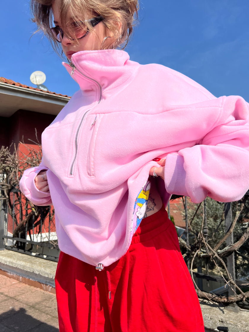Çift Taraflı Şirinler Hoodie(pembe)