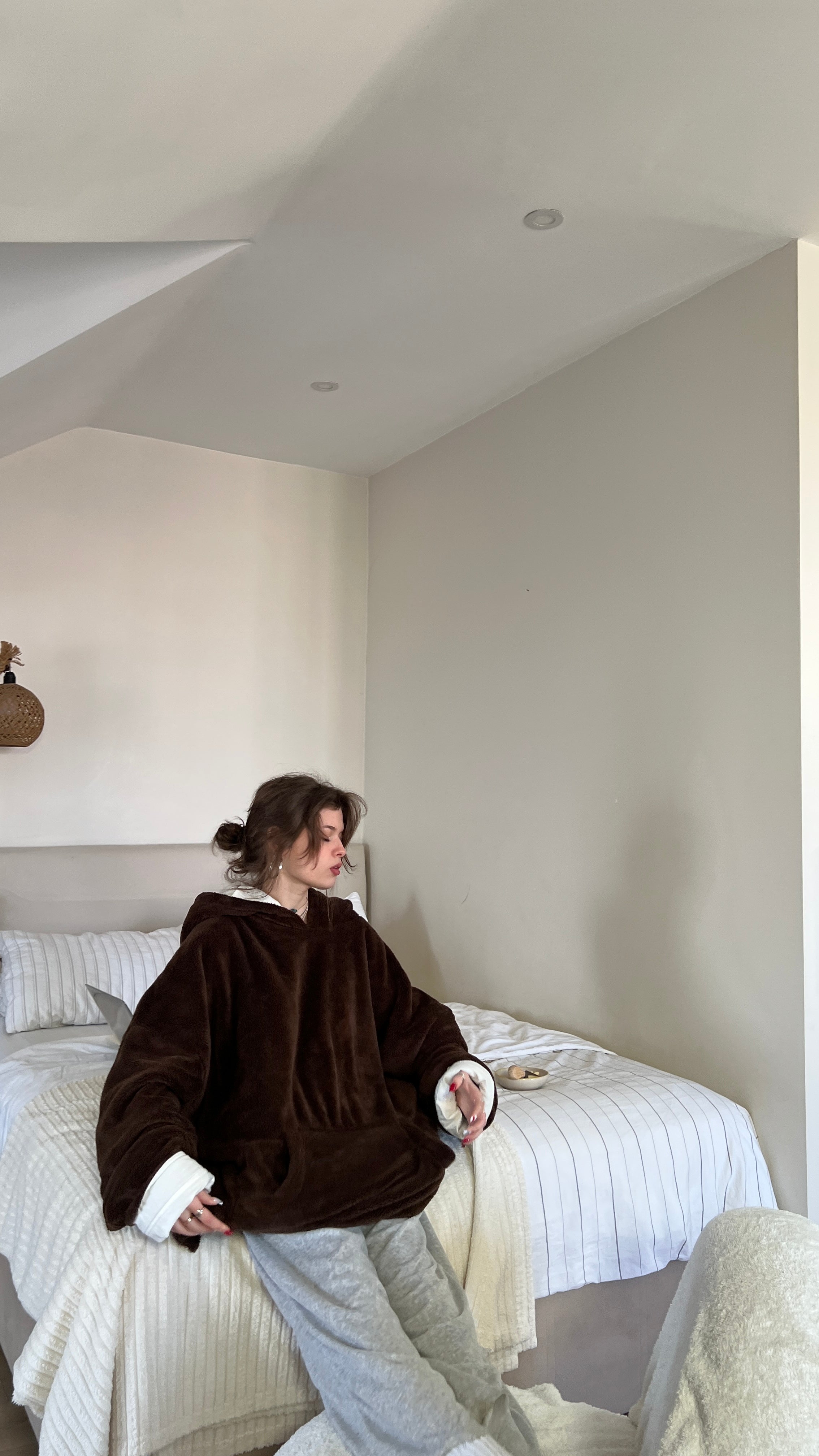 Çift Taraflı Giyilebilir Battaniye(Kahve)