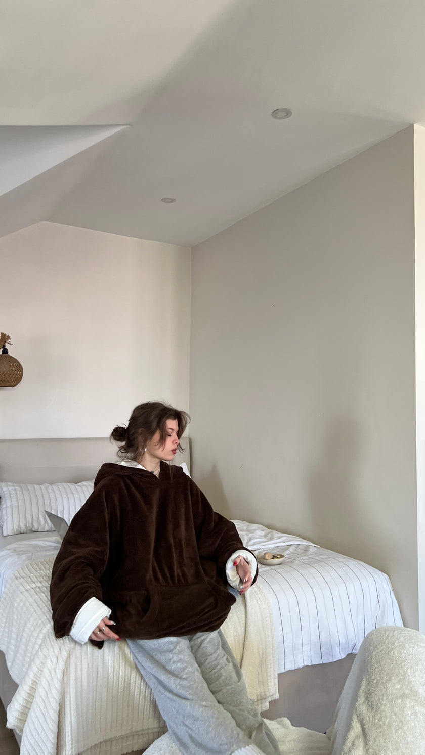 Çift Taraflı Giyilebilir Battaniye(Kahve)