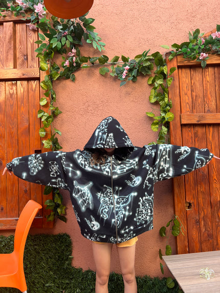 Oversize Baskılı Hoodie