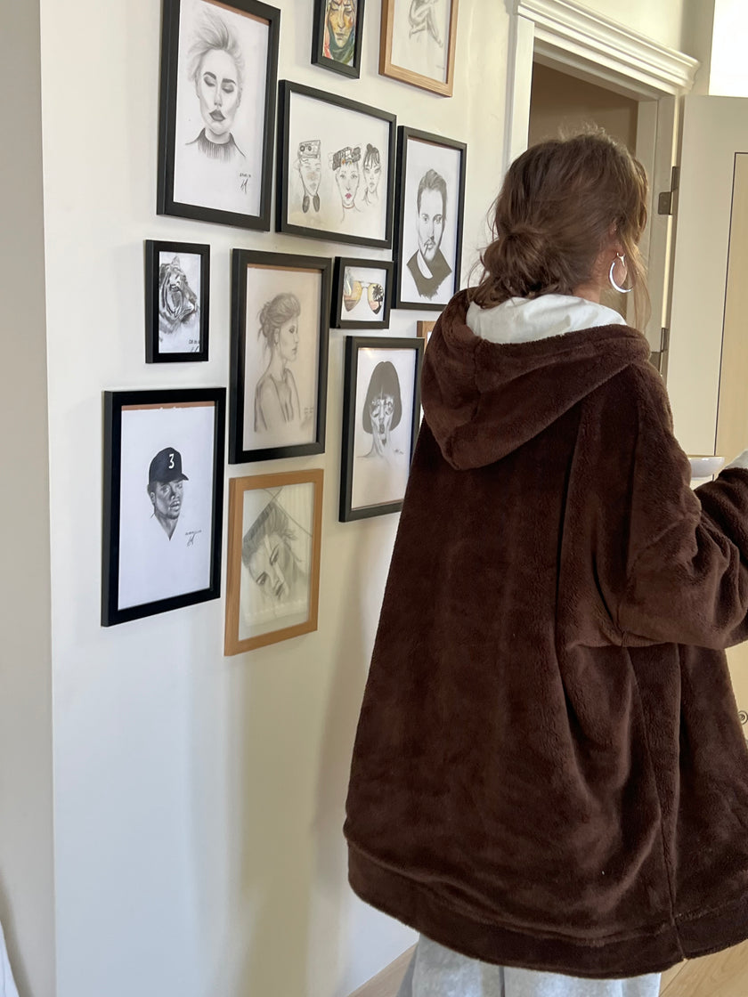 Çift Taraflı Giyilebilir Battaniye(Kahve)