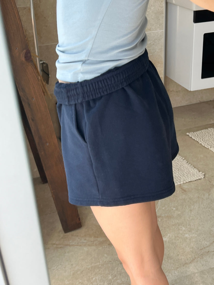 Lacivert şardonlu Şort