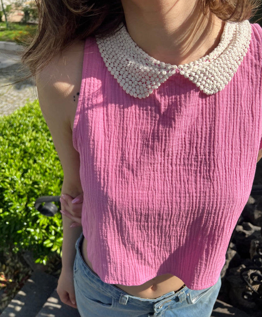 Bebe yaka pink top(♻️)