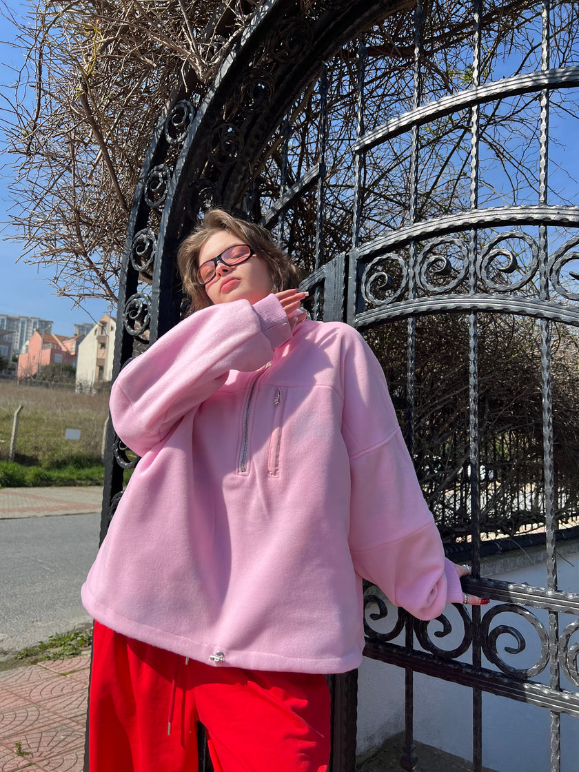 Çift Taraflı Şirinler Hoodie(pembe)