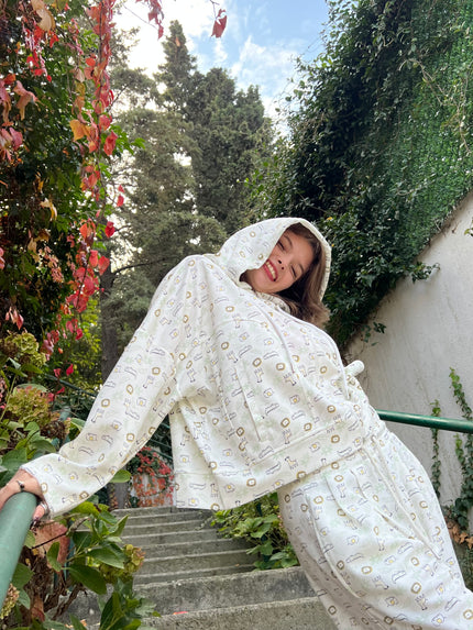 Mint desenli Hoodie
