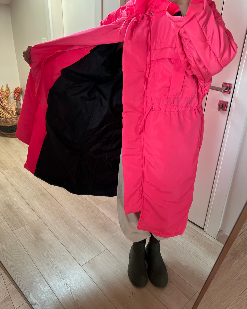 Neon pembe şişme mont