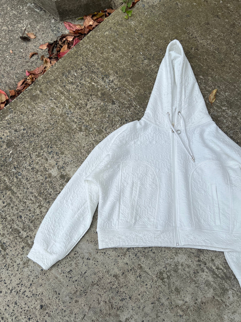 Beyaz Baskılı Hoodie