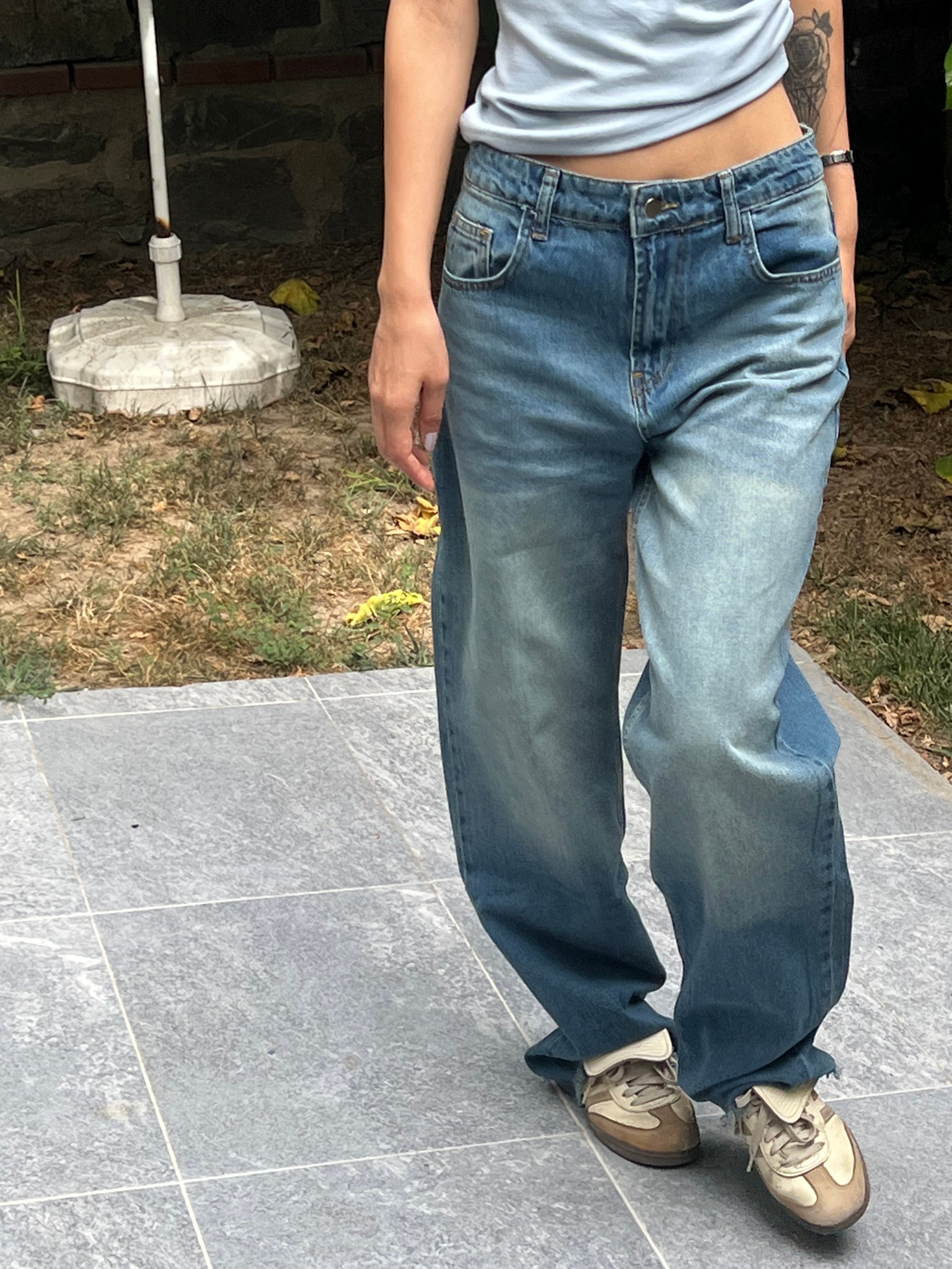 Paça detay wide leg Jean(tint yıkama)