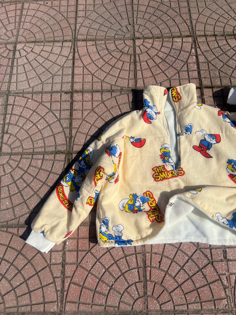 Çift Taraflı Şirinler Hoodie(Krem)