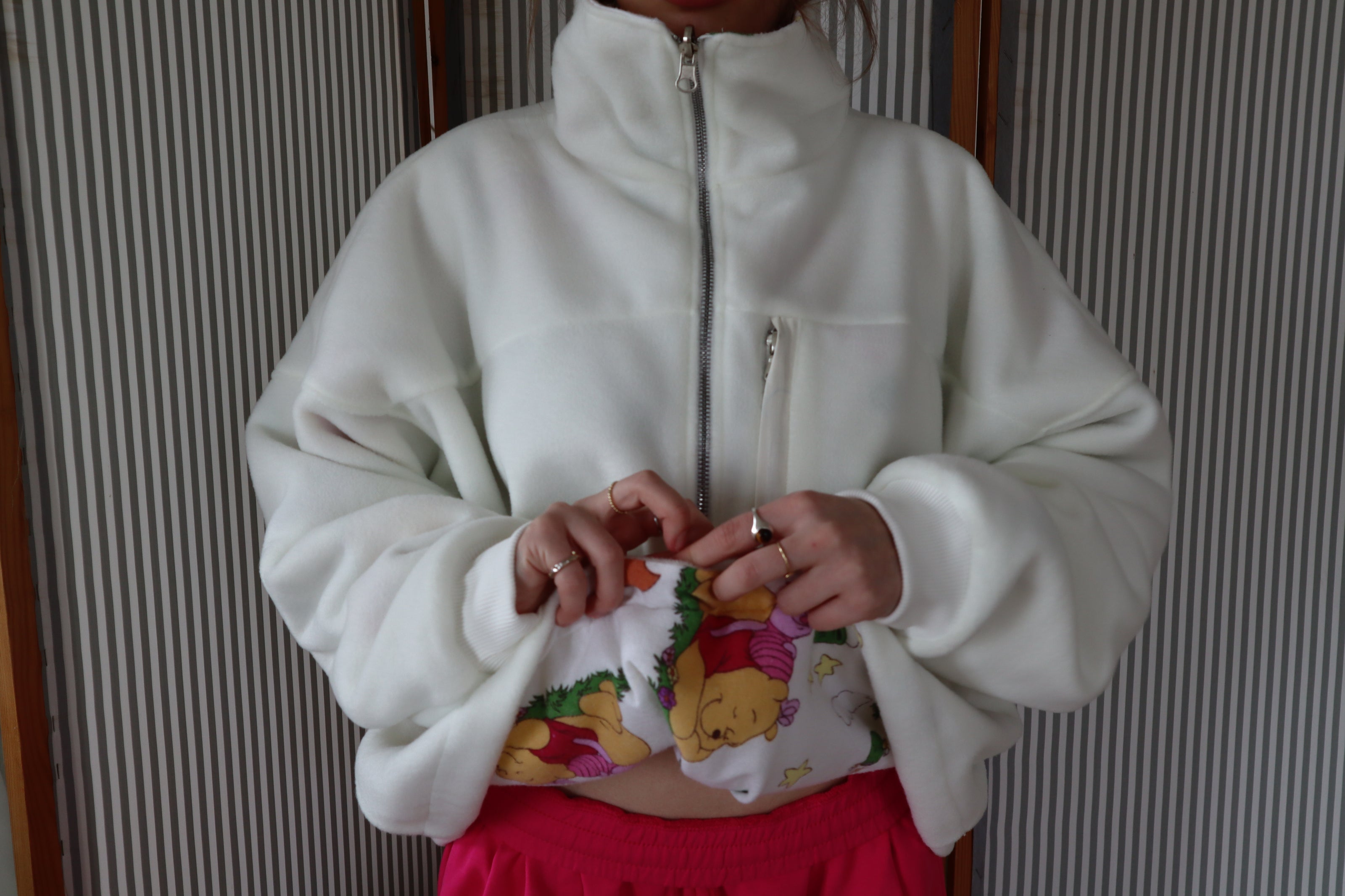 Çift taraflı Poohoodie(beyaz)