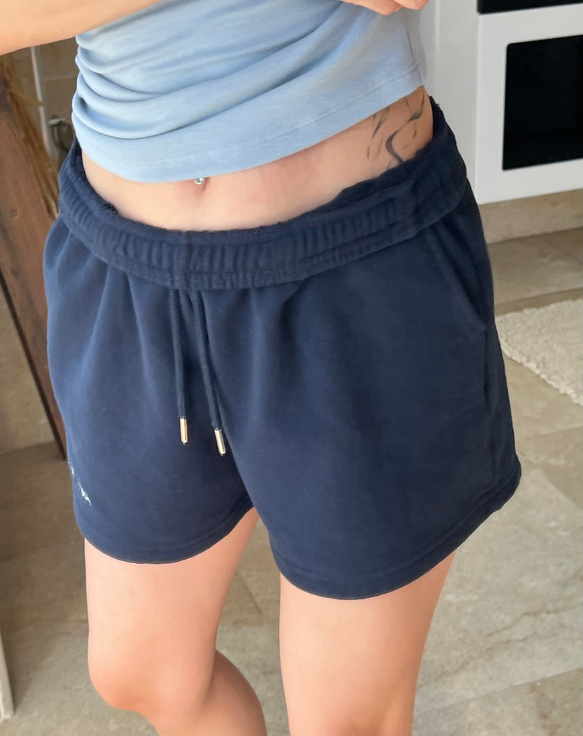 Lacivert şardonlu Şort