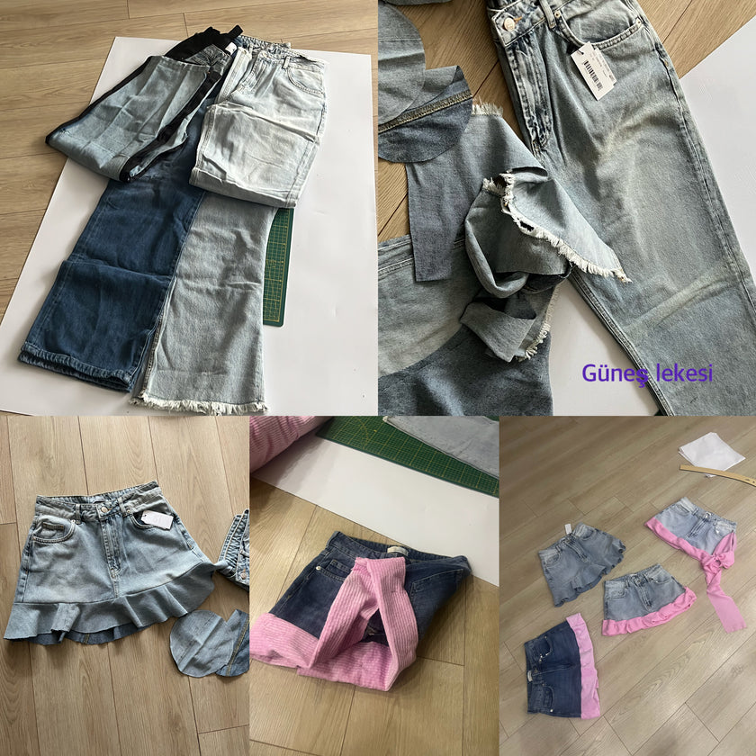 Fırfırlı denim etek (♻️)