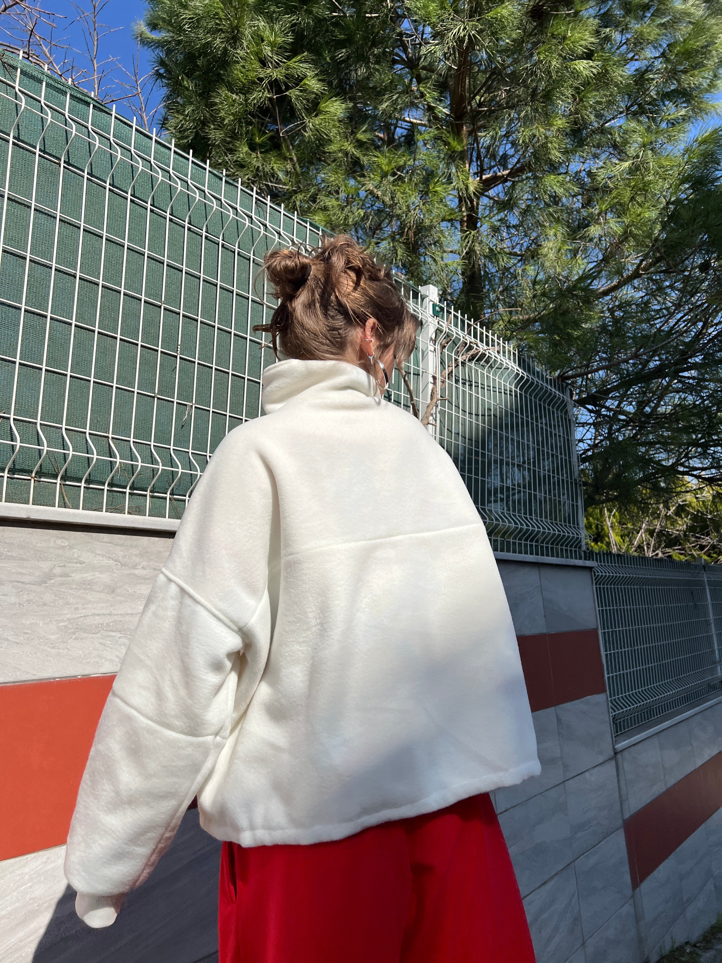 Çift Taraflı Şirinler Hoodie(Krem)