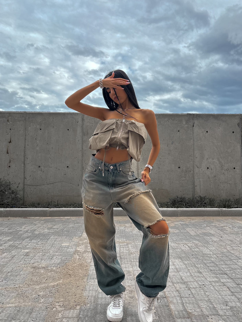 Lazerli Tint Yıkama Baggy(milli kalıp)