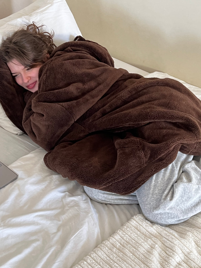 Çift Taraflı Giyilebilir Battaniye(Kahve)