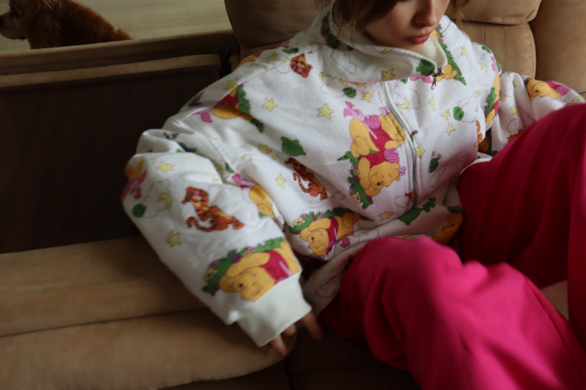 Çift taraflı Poohoodie(beyaz)