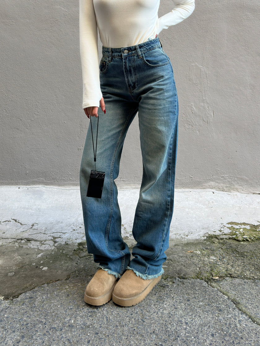 Paça detay wide leg Jean(tint yıkama)