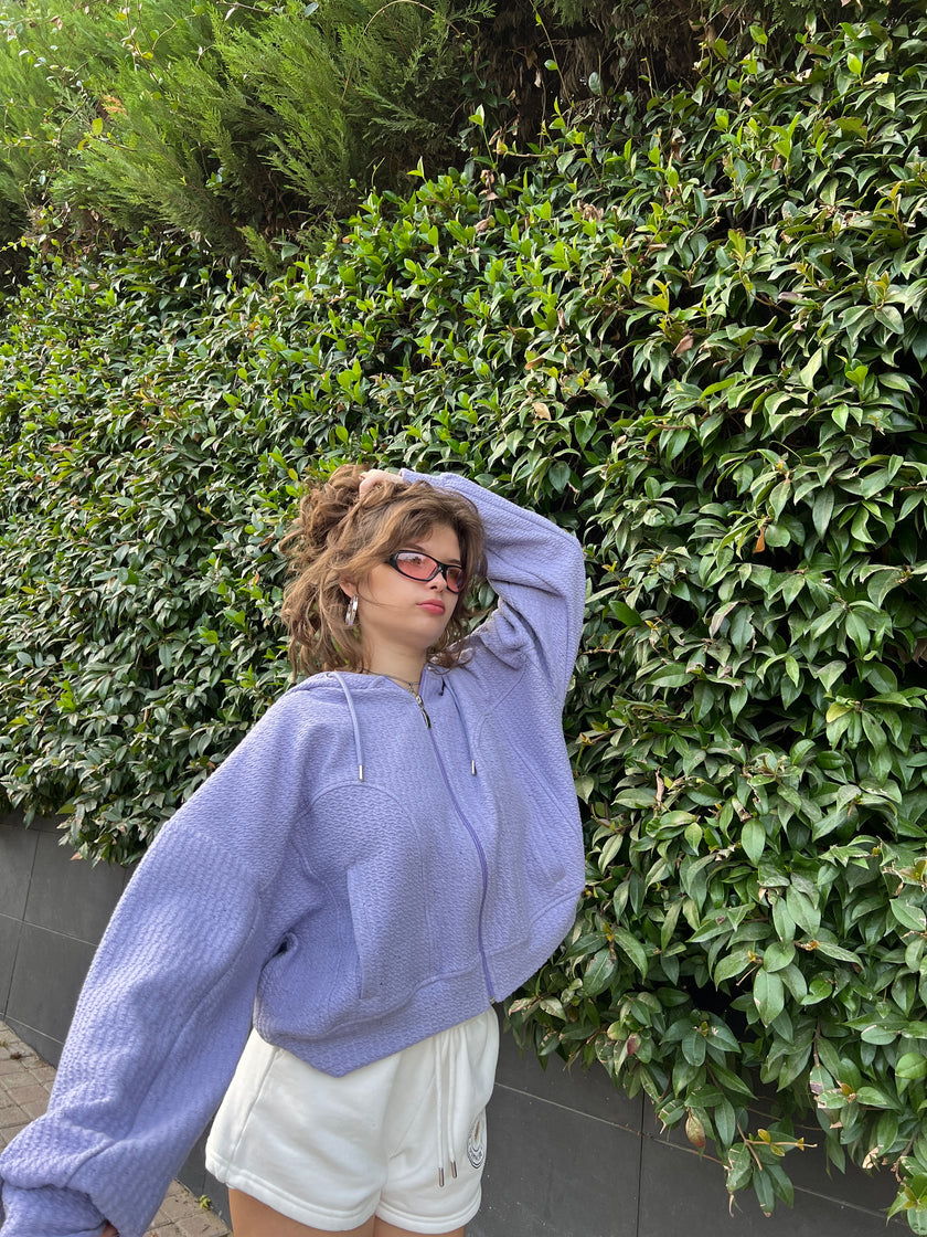 Lila Örme Hoodie