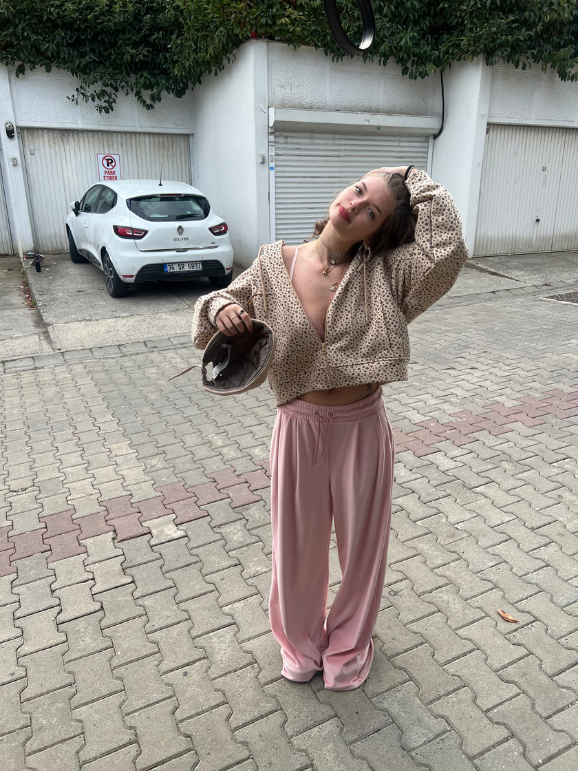 Kadife Pileli Eşoftolon (pembe)