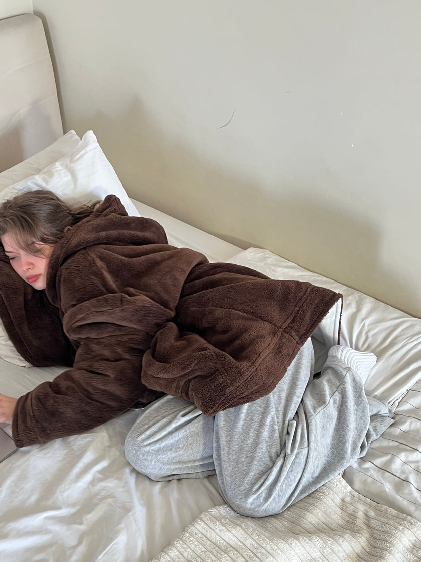 Çift Taraflı Giyilebilir Battaniye(Kahve)