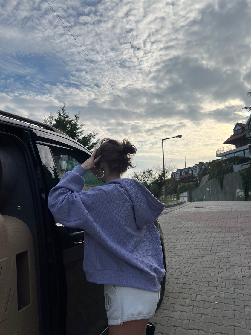 Lila Örme Hoodie
