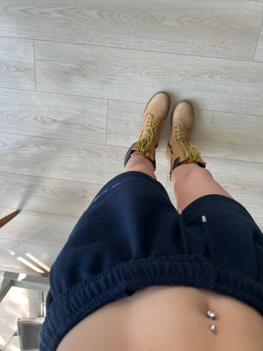 Lacivert şardonlu Şort