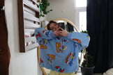Çift Taraflı Şirinler Hoodie(mavi)