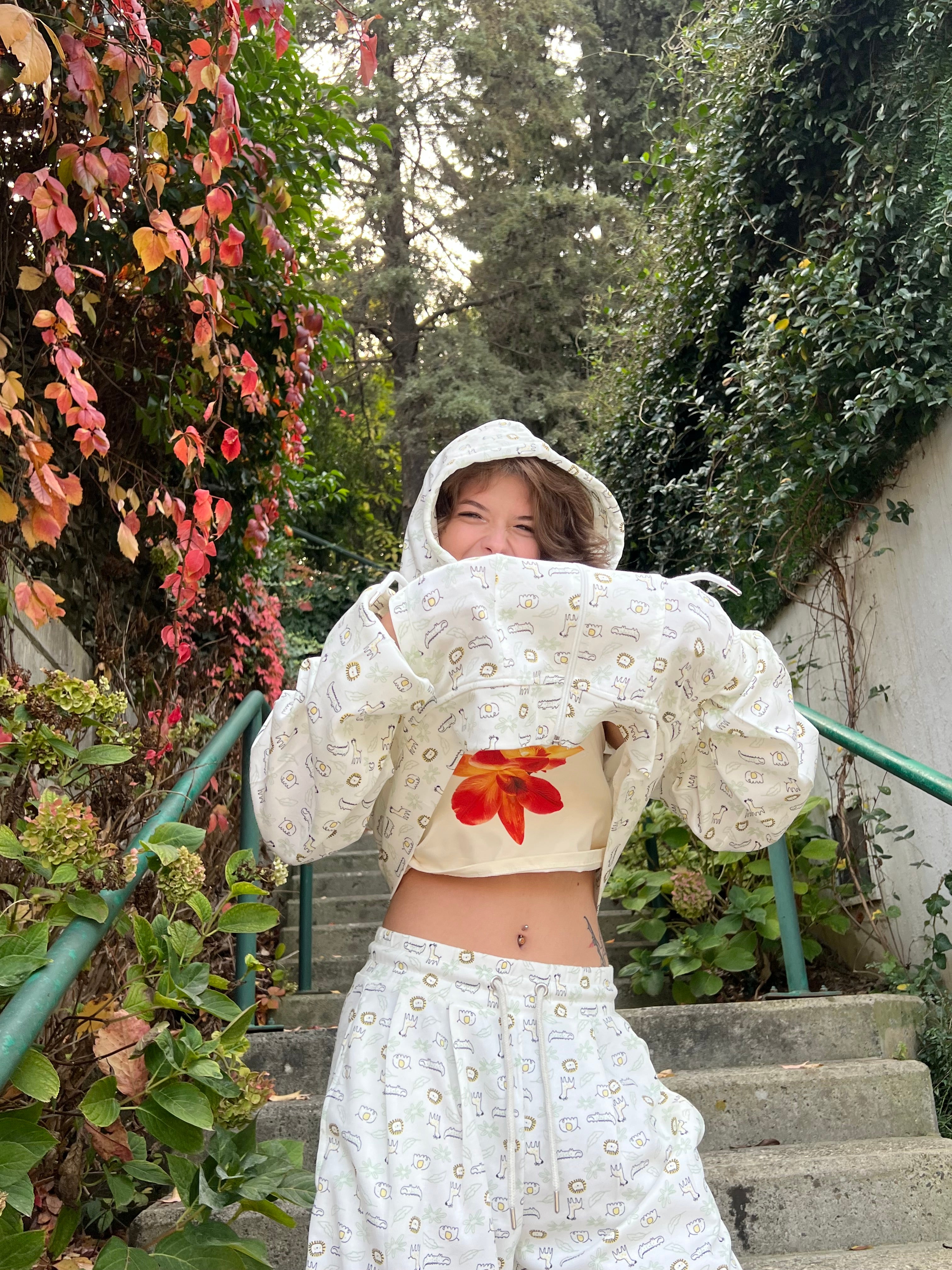 Mint desenli Hoodie