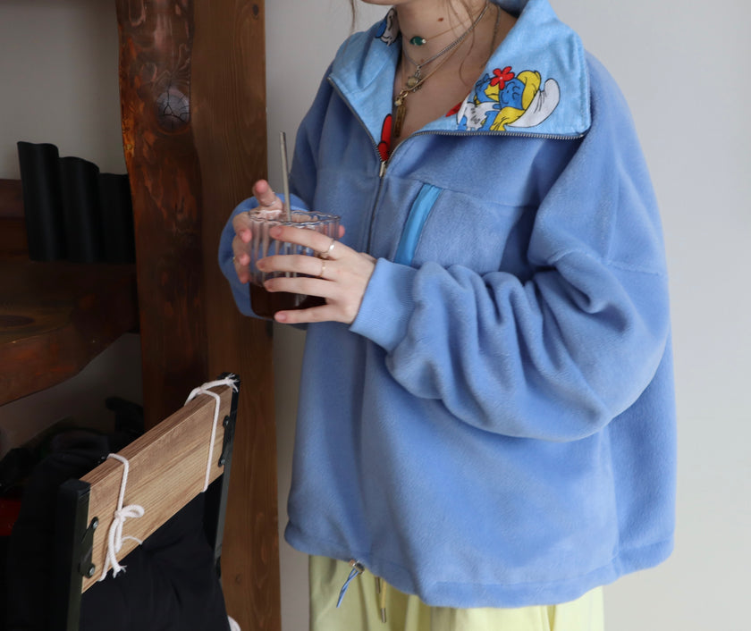 Çift Taraflı Şirinler Hoodie(mavi)
