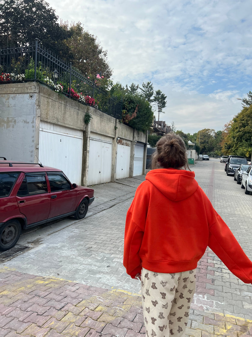 Turuncu Şardonlu Hoodie
