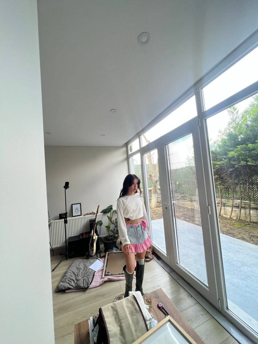 Fırfırlı denim etek (♻️)