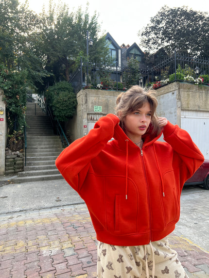Turuncu Şardonlu Hoodie