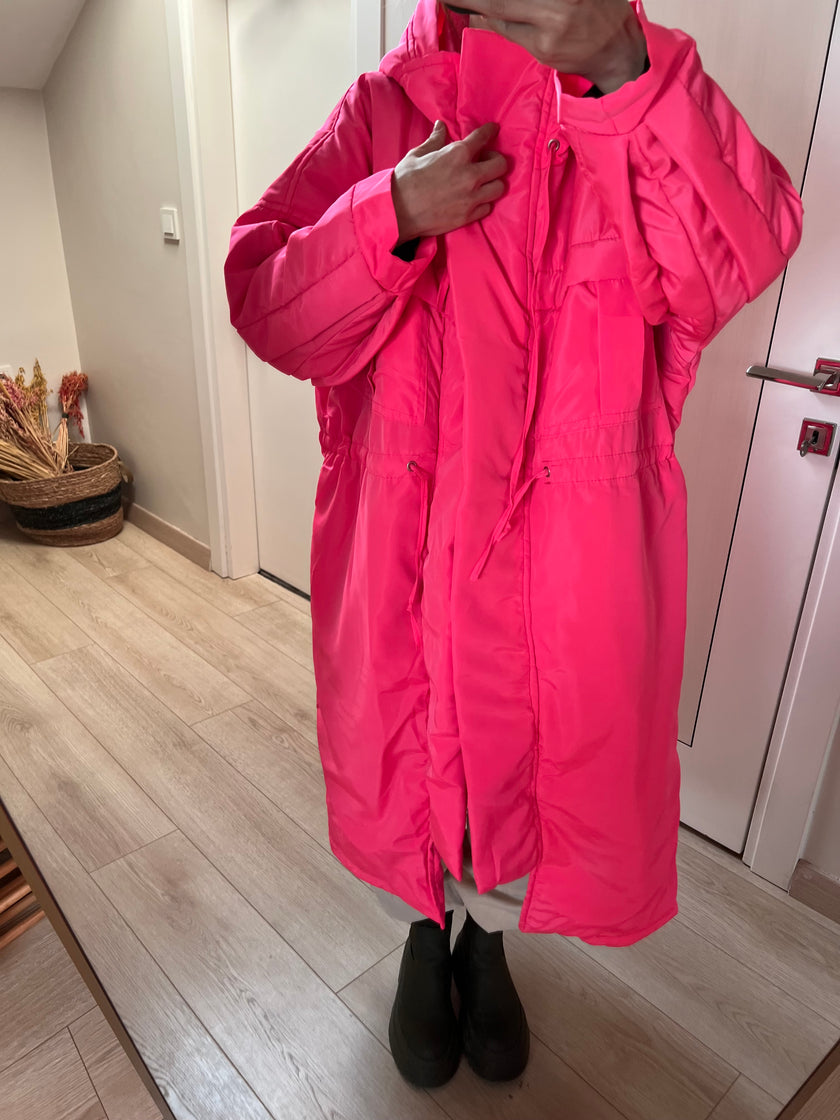 Neon pembe şişme mont