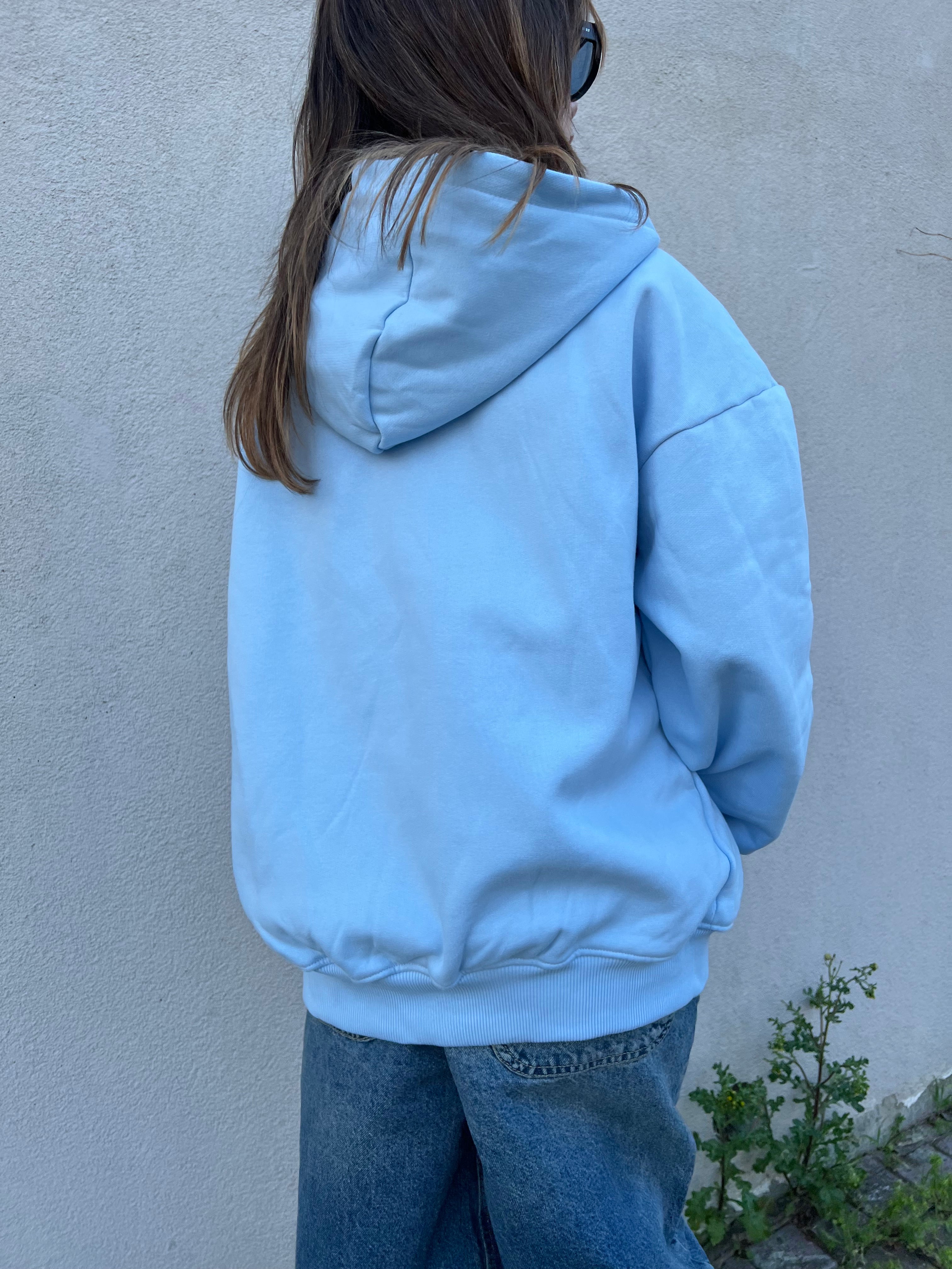 Polarlı Unisex Hoodie (Mavi)