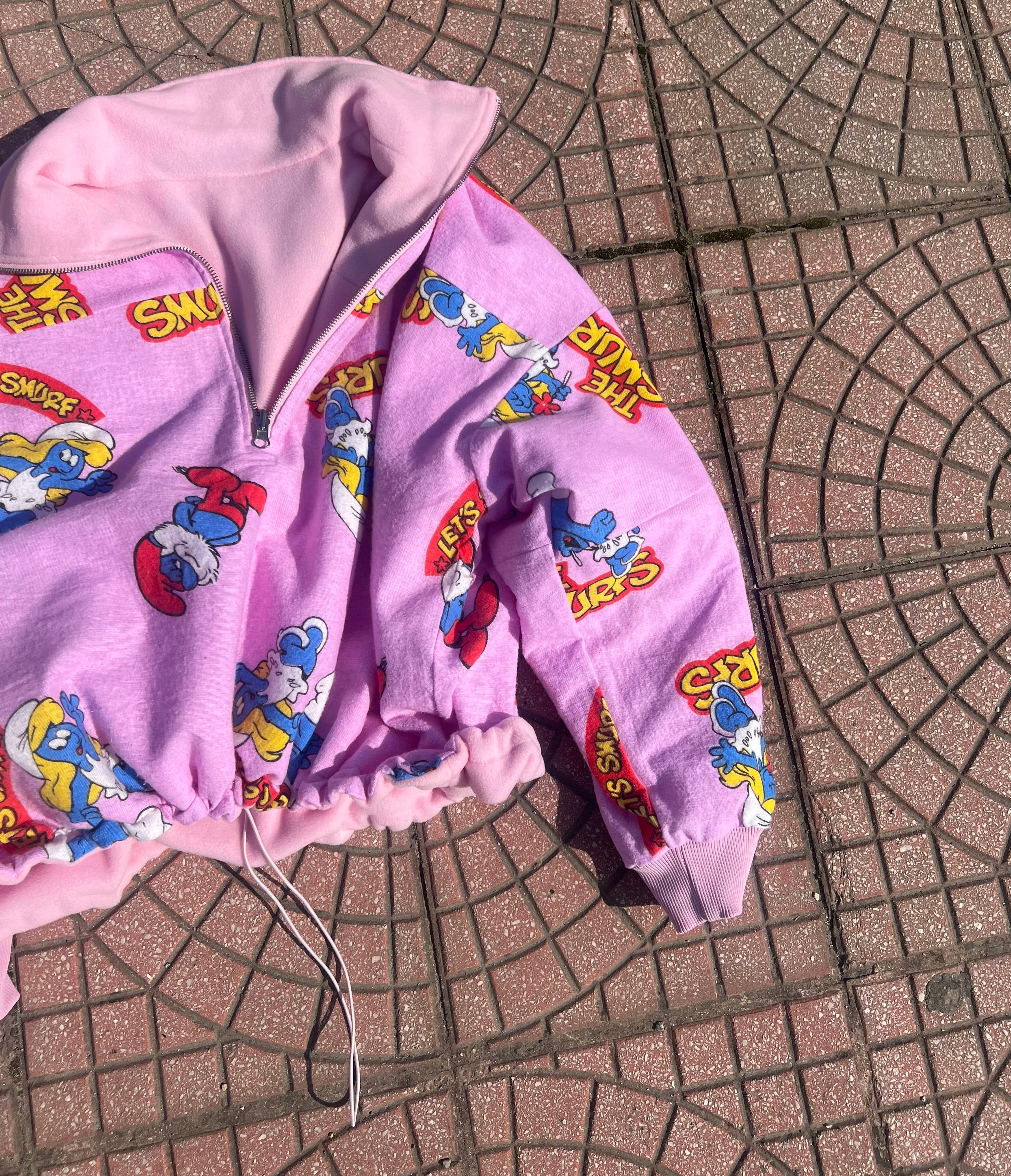 Çift Taraflı Şirinler Hoodie(pembe)