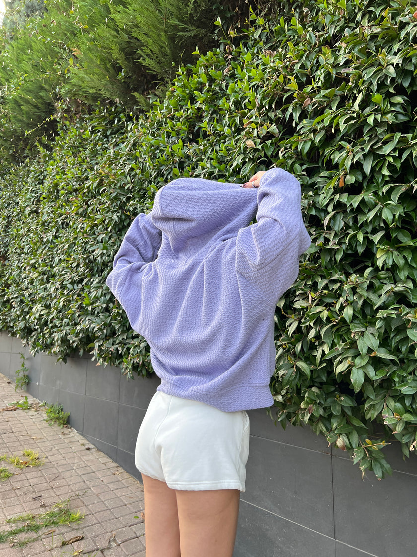 Lila Örme Hoodie
