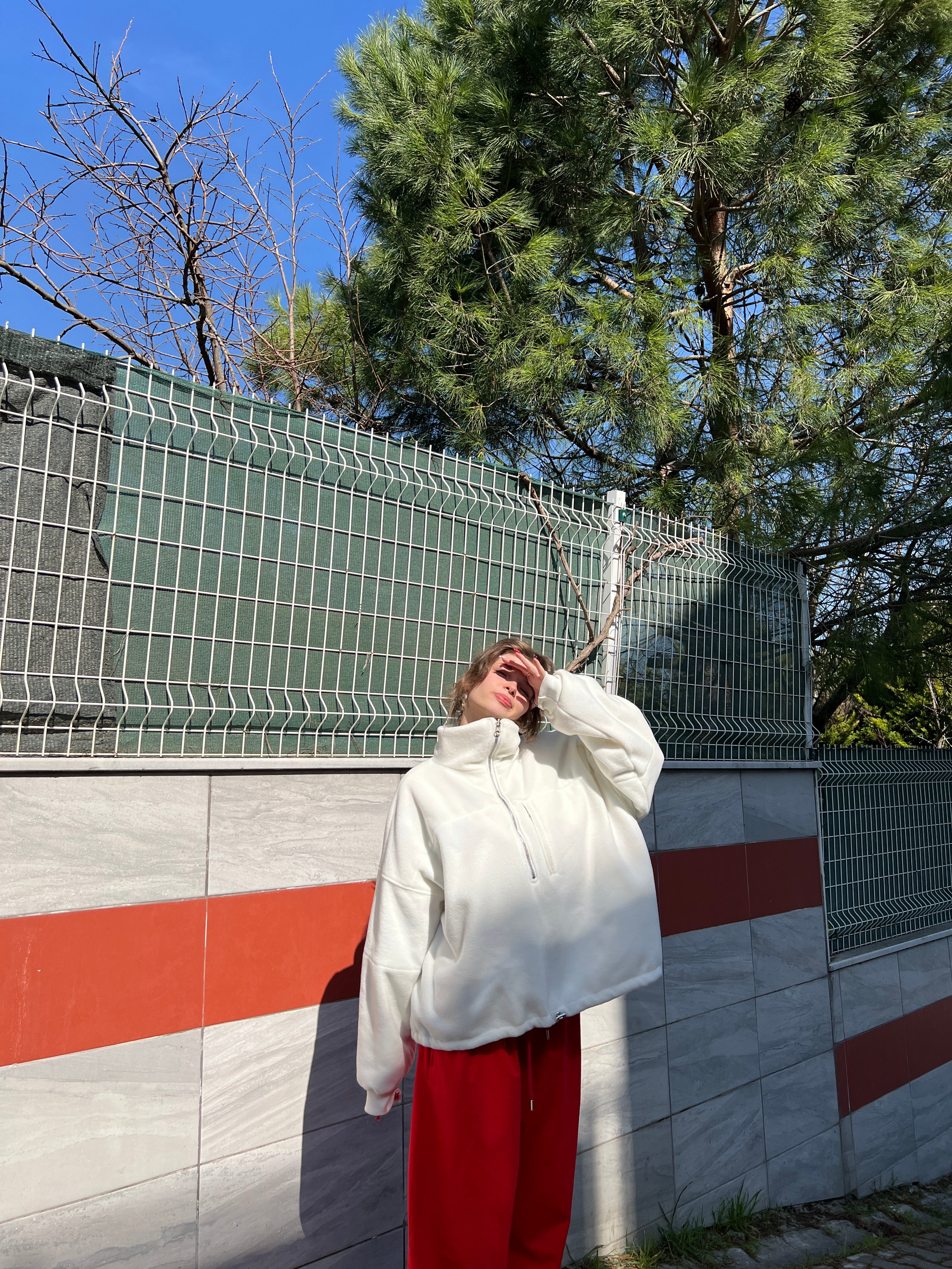 Çift Taraflı Şirinler Hoodie(Krem)