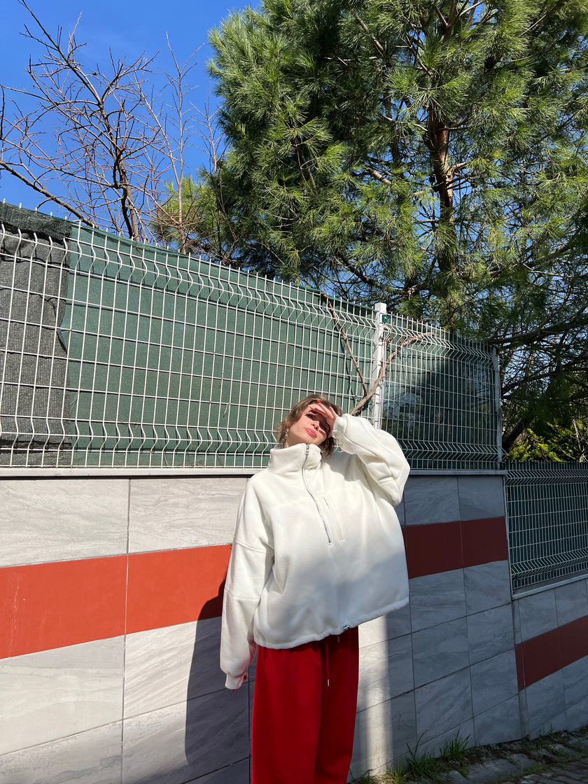 Çift Taraflı Şirinler Hoodie(Krem)