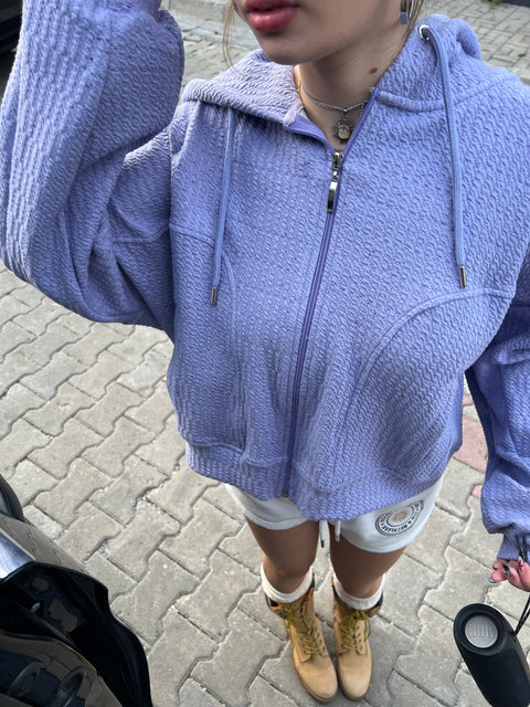 Lila Örme Hoodie