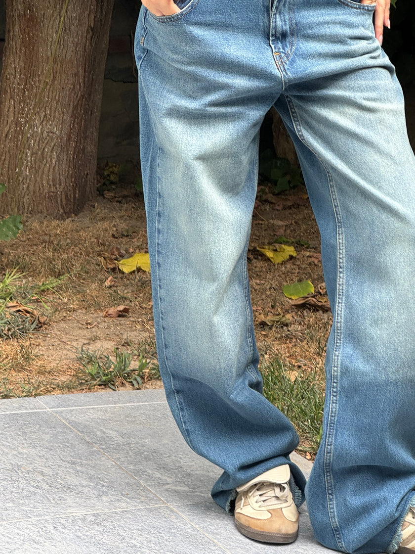 Paça detay wide leg Jean(tint yıkama)